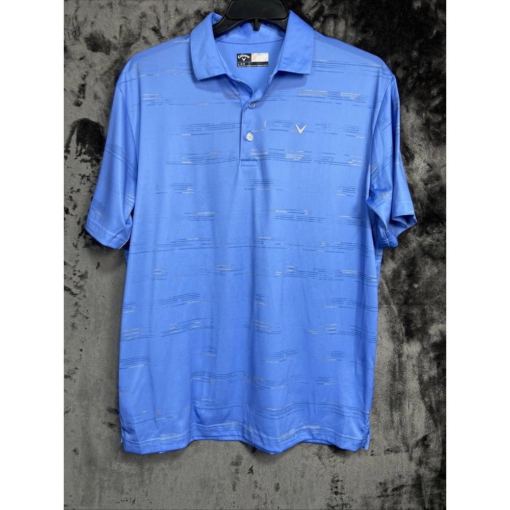 Callaway Opti Dri Men's Large Blue‎ Golf Polo Performance Shirt Athletic Retro